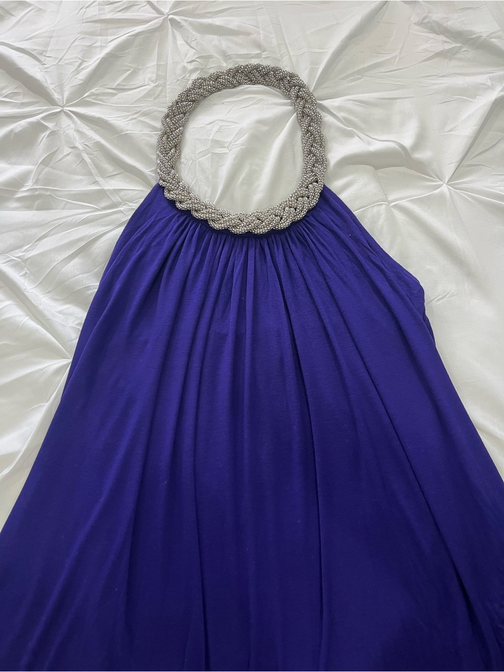 Dark Purple Beaded Neckline top.
